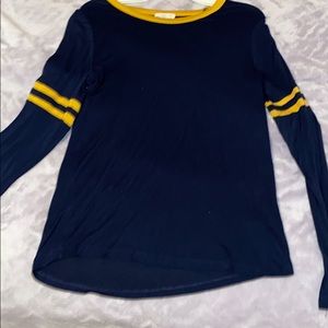 navy blue and gold long sleeve
